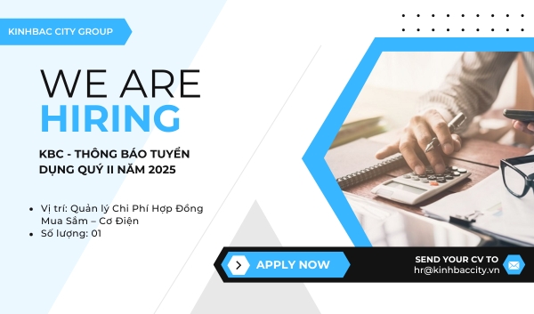 KBC - Thông báo tuyển dụng Quý II năm 2025 - Tuyển 01 Quản lý Chi Phí Hợp Đồng Mua Sắm – Cơ Điện
