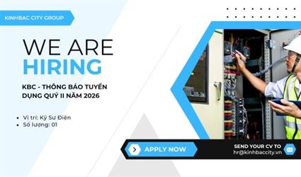 KBC - Thông báo tuyển dụng Quý II năm 2026 - Tuyển 01 Kỹ sư điện