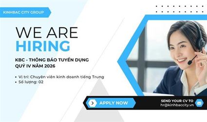 KBC - Thông báo tuyển dụng Quý IV năm 2026 - Tuyển dụng 02 Chuyên viên kinh doanh (ngoại ngữ: tiếng Trung Quốc)