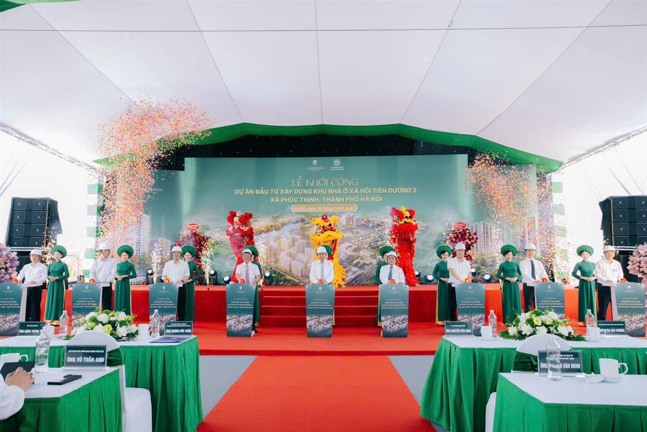 Groundbreaking Ceremony for Tien Duong 2 Social Housing Development Project in Phuc Thinh Commune, Hanoi (Trade Name: Evergreen Premium)